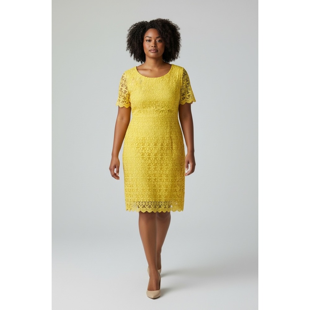 Jessica Howard Floral Lace Sheath Dress Women 16‎ Yellow